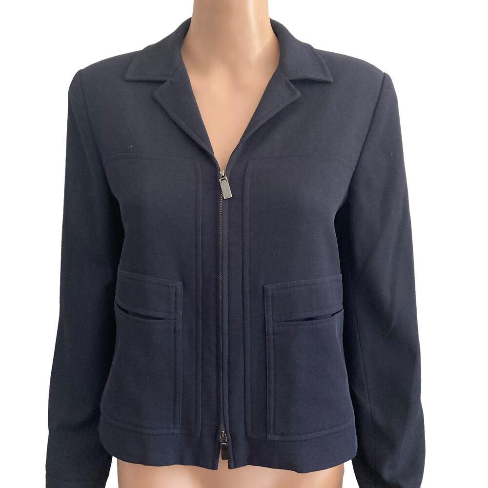 Don Caster Blazer Jacket Womens 6 Wool Blend Full Zip Navy Blue